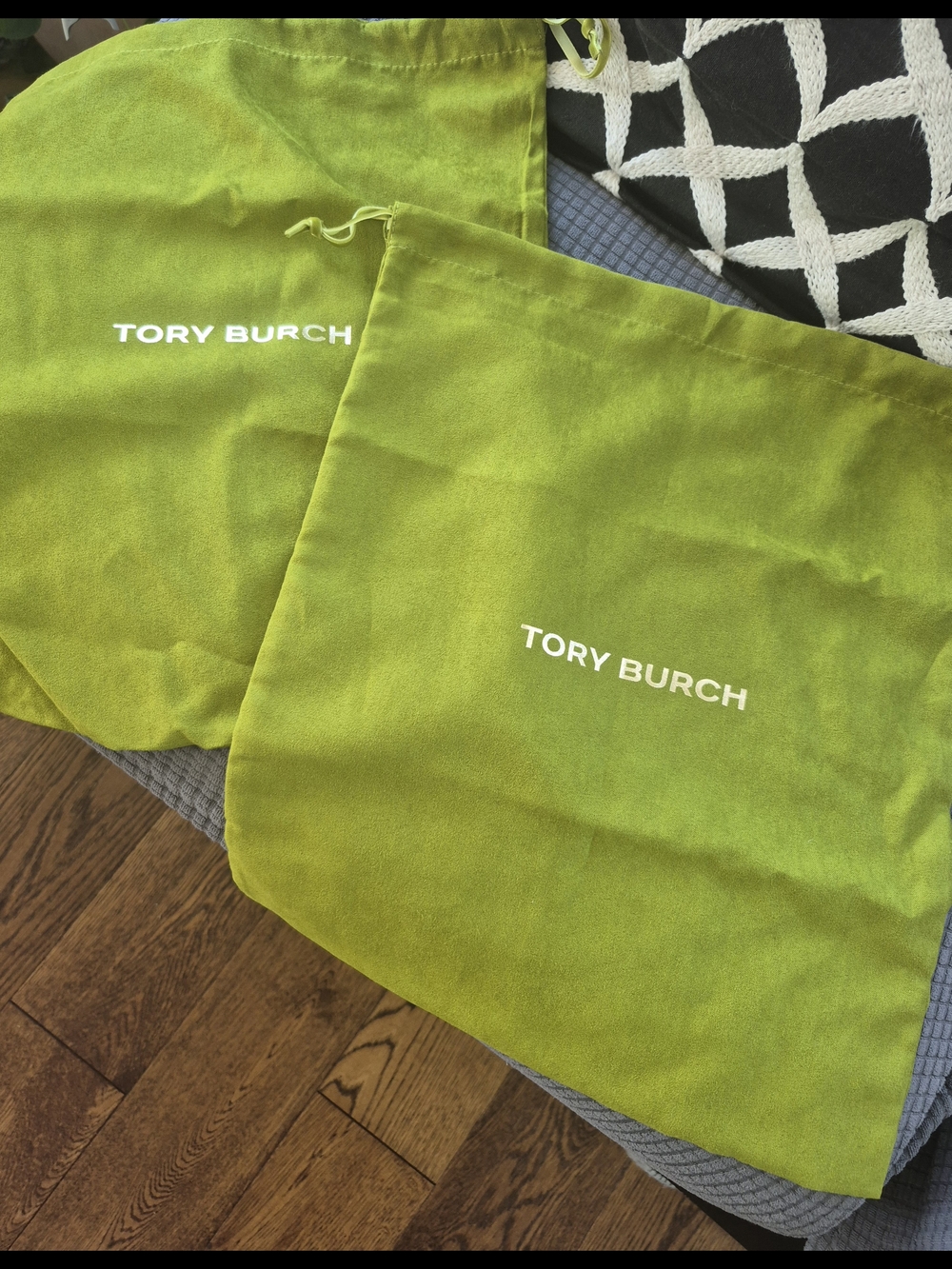 Tory Burch Lime Green Drawstring Dust Bags (Pair)